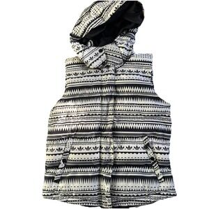 Adidas Rare Women's Tribal Puffer Gilet Vest Hooded Full Zip Black Size 38 /Med